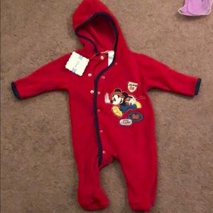 Disney mickey fleece footed - 0-3 month -brand new